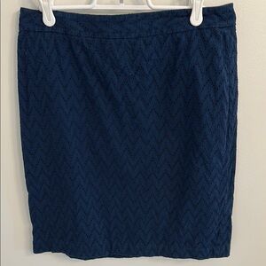 Navy Eyelet Pencil Skirt